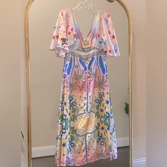 Oceanus Camille Satin Midi Dress Size XXL - Picture 4 of 16